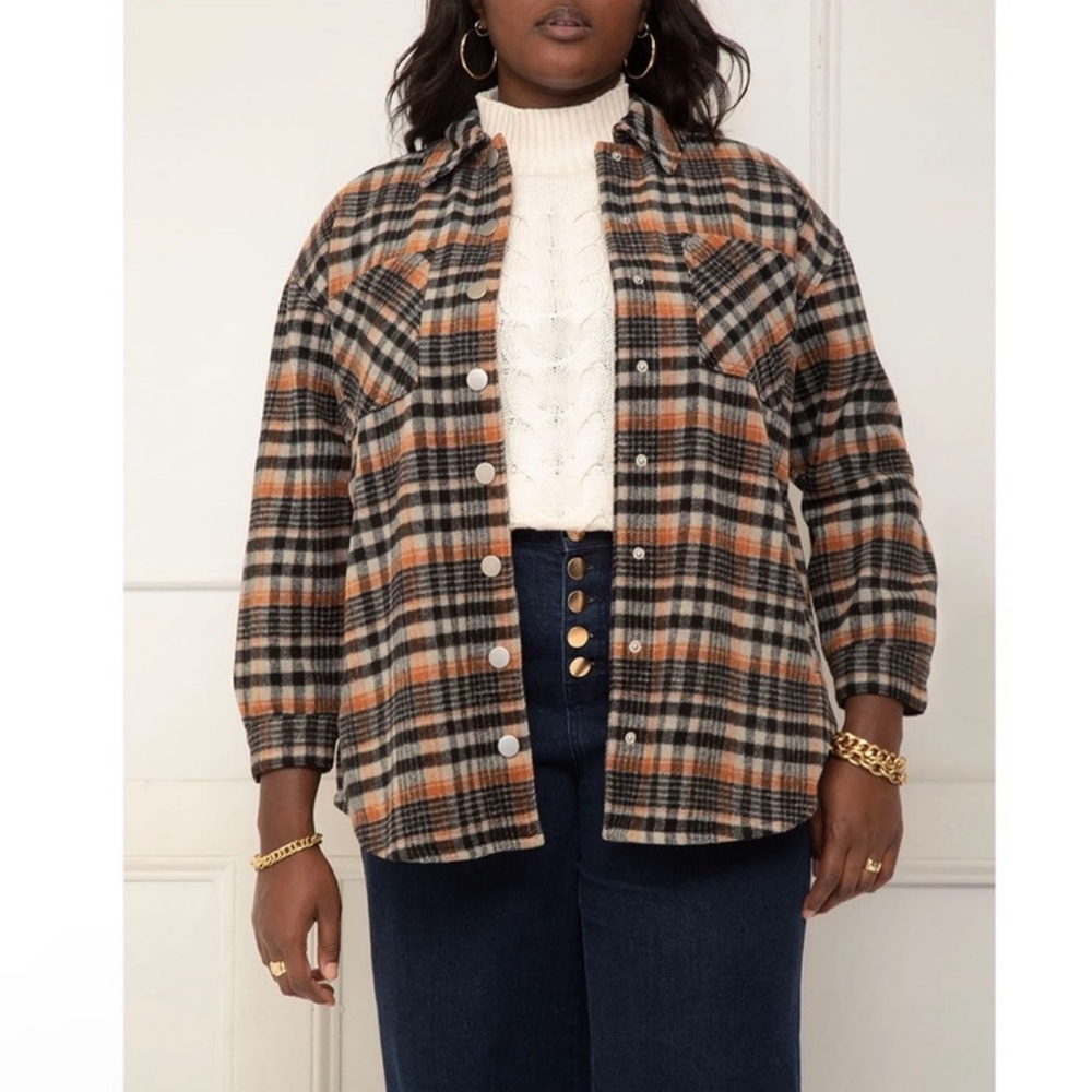 ELOQUII Elements Plaid Schacket